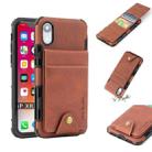 For iPhone XR Cloth Texture + TPU Shockproof Protective Case with Vertical Flip Card Slots(Brown) - 1