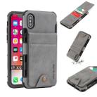 For iPhone XS / X Cloth Texture + TPU Shockproof Protective Case with Vertical Flip Card Slots(Grey) - 1