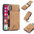 For iPhone XS / X Cloth Texture + TPU Shockproof Protective Case with Vertical Flip Card Slots(Khaki) - 1