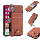 For iPhone XS / X Cloth Texture + TPU Shockproof Protective Case with Vertical Flip Card Slots(Brown) - 1