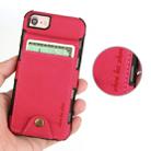 For iPhone SE 2020 & 8 & 7 Cloth Texture + TPU Shockproof Protective Case with Vertical Flip Card Slots(Rose Red) - 2