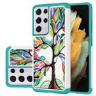 For Samsung Galaxy S21 Ultra 5G Coloured Drawing Pattern PU + TPU Protective Case(Colorful Tree) - 1