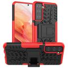 For Samsung Galaxy S21 5G Tire Texture Shockproof TPU+PC Protective Case with Holder(Red) - 1