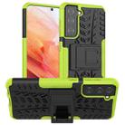 For Samsung Galaxy S21 5G Tire Texture Shockproof TPU+PC Protective Case with Holder(Green) - 1