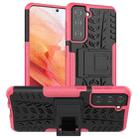 For Samsung Galaxy S21 5G Tire Texture Shockproof TPU+PC Protective Case with Holder(Pink) - 1