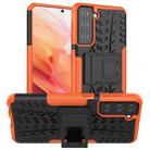 For Samsung Galaxy S21 5G Tire Texture Shockproof TPU+PC Protective Case with Holder(Orange) - 1