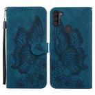 For Samsung Galaxy A11 Retro Skin Feel Butterflies Embossing Horizontal Flip Leather Case with Holder & Card Slots & Wallet(Blue) - 1
