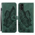 For Samsung Galaxy A51 Retro Skin Feel Butterflies Embossing Horizontal Flip Leather Case with Holder & Card Slots & Wallet(Green) - 1