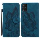 For Samsung Galaxy A71 Retro Skin Feel Butterflies Embossing Horizontal Flip Leather Case with Holder & Card Slots & Wallet(Blue) - 1