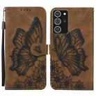 For Samsung Galaxy Note20 Ultra Retro Skin Feel Butterflies Embossing Horizontal Flip Leather Case with Holder & Card Slots & Wallet(Brown) - 1