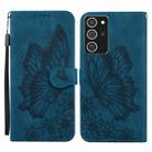 For Samsung Galaxy Note20 Ultra Retro Skin Feel Butterflies Embossing Horizontal Flip Leather Case with Holder & Card Slots & Wallet(Blue) - 1