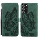 For Samsung Galaxy Note20 Ultra Retro Skin Feel Butterflies Embossing Horizontal Flip Leather Case with Holder & Card Slots & Wallet(Green) - 1