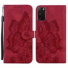 For Samsung Galaxy S20 Retro Skin Feel Butterflies Embossing Horizontal Flip Leather Case with Holder & Card Slots & Wallet(Red) - 1