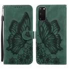 For Samsung Galaxy S20 Retro Skin Feel Butterflies Embossing Horizontal Flip Leather Case with Holder & Card Slots & Wallet(Green) - 1