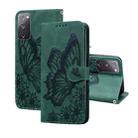 For Samsung Galaxy S20 FE Retro Skin Feel Butterflies Embossing Horizontal Flip Leather Case with Holder & Card Slots & Wallet(Green) - 1