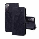 For Samsung Galaxy S20 FE Retro Skin Feel Butterflies Embossing Horizontal Flip Leather Case with Holder & Card Slots & Wallet(Black) - 1