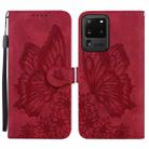 For Samsung Galaxy S20 Ultra Retro Skin Feel Butterflies Embossing Horizontal Flip Leather Case with Holder & Card Slots & Wallet(Red) - 1