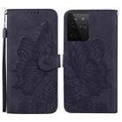 For Samsung Galaxy S21 Ultra  5G Retro Skin Feel Butterflies Embossing Horizontal Flip Leather Case with Holder & Card Slots & Wallet(Black) - 1
