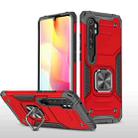 For Xiaomi Note 10 Lite Magnetic Armor Shockproof TPU + PC Case with Metal Ring Holder(Red) - 1