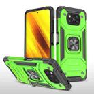 For Xiaomi Poco X3 Magnetic Armor Shockproof TPU + PC Case with Metal Ring Holder(Green) - 1