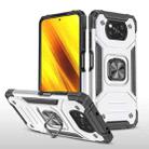 For Xiaomi Poco X3 Magnetic Armor Shockproof TPU + PC Case with Metal Ring Holder(Silver) - 1