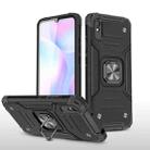 For Xiaomi Redmi 9A Magnetic Armor Shockproof TPU + PC Case with Metal Ring Holder(Black) - 1