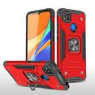 For Xiaomi Redmi 9C Magnetic Armor Shockproof TPU + PC Case with Metal Ring Holder(Red) - 1