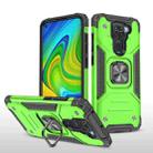 For Xiaomi Redmi Note 9 Magnetic Armor Shockproof TPU + PC Case with Metal Ring Holder(Green) - 1