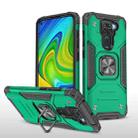 For Xiaomi Redmi Note 9 Magnetic Armor Shockproof TPU + PC Case with Metal Ring Holder(Dark Green) - 1