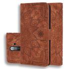 For Xiaomi Redmi Note 8 Pro Calf Pattern Mandala Double Folding Design Embossed Leather Case with Wallet & Holder & Card Slots(Brown) - 1