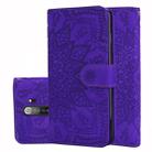 For Xiaomi Redmi Note 8 Pro Calf Pattern Mandala Double Folding Design Embossed Leather Case with Wallet & Holder & Card Slots(Purple) - 1