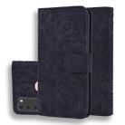 For Galaxy M30s Calf Pattern Mandala Double Folding Design Embossed Leather Case with Wallet & Holder & Card Slots(Black) - 1