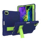 For iPad Pro 12.9 inch (2018/2020) Contrast Color Robot Shockproof Silicone + PC Protective Tablet Case with Holder(Navy Blue Yellow Green) - 1