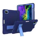For iPad Pro 12.9 inch (2018/2020) Contrast Color Robot Shockproof Silicone + PC Protective Tablet Case with Holder(Navy Blue) - 1