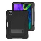 For iPad Pro 12.9 inch (2018/2020) Contrast Color Robot Shockproof Silicone + PC Protective Tablet Case with Holder(Black) - 2