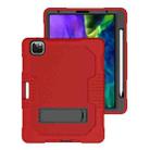 For iPad Pro 12.9 inch (2018/2020) Contrast Color Robot Shockproof Silicone + PC Protective Tablet Case with Holder(Red Black) - 2