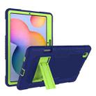 Contrast Color Robot Shockproof Silicone + PC Protective Case with Holder For Samsung Galaxy Tab S6 Lite P610(Navy Blue Yellow Green) - 1