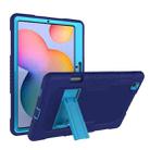 Contrast Color Robot Shockproof Silicone + PC Protective Case with Holder For Samsung Galaxy Tab S6 Lite P610(Navy Blue) - 1