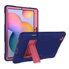 Contrast Color Robot Shockproof Silicone + PC Protective Case with Holder For Samsung Galaxy Tab S6 Lite P610(Navy Blue Rose) - 1