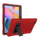 Contrast Color Robot Shockproof Silicone + PC Protective Case with Holder For Samsung Galaxy Tab S6 Lite P610(Red Black) - 1