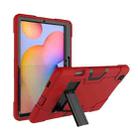 For Samsung Galaxy Tab S6 Lite P610 Contrast Color Robot Shockproof Silicon + PC Protective Case with Holder(Red + Black) - 1