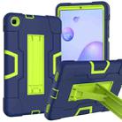 For Samsung Galaxy Tab A 8.4 (2020) T307 Contrast Color Robot Shockproof Silicon + PC Protective Case with Holder(Navy Blue + Yellow-green) - 1