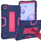 For Samsung Galaxy Tab A 8.4 (2020) T307 Contrast Color Robot Shockproof Silicon + PC Protective Case with Holder(Navy Blue + Rose Red) - 1