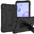 For Samsung Galaxy Tab A 8.4 (2020) T307 Contrast Color Robot Shockproof Silicon + PC Protective Case with Holder(Black) - 1