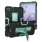 For Samsung Galaxy Tab A 8.4 (2020) T307 Contrast Color Robot Shockproof Silicon + PC Protective Case with Holder(Black + Mint Green) - 1