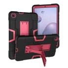 For Samsung Galaxy Tab A 8.4 (2020) T307 Contrast Color Robot Shockproof Silicon + PC Protective Case with Holder(Black + Rose Red) - 1