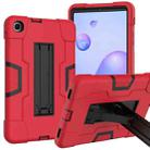 For Samsung Galaxy Tab A 8.4 (2020) T307 Contrast Color Robot Shockproof Silicon + PC Protective Case with Holder(Red + Black) - 1