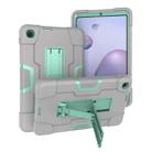 For Samsung Galaxy Tab A 8.4 (2020) T307 Contrast Color Robot Shockproof Silicon + PC Protective Case with Holder(Grey + Mint Green) - 1