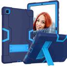 For Samsung Galaxy Tab A7 10.4 (2020) T500 Contrast Color Robot Shockproof Silicon + PC Protective Case with Holder(Navy Blue + Blue) - 1