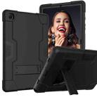 For Samsung Galaxy Tab A7 10.4 (2020) T500 Contrast Color Robot Shockproof Silicon + PC Protective Case with Holder(Black) - 1